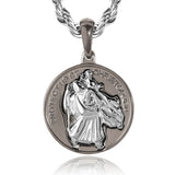 Gun Metal & Silver St Christopher Pendant - VIRAGE London