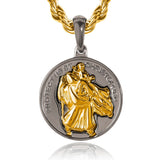 Gun Metal & Gold St Christopher Pendant - VIRAGE London