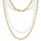 Gold Pearl x Oval Link Chain - VIRAGE London