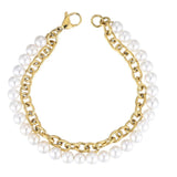 Gold Pearl x Oval Link Bracelet - VIRAGE London