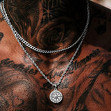 Silver Compass Pendant & Cuban Chain Set - VIRAGE London, 11