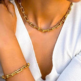 Chunky U Link Chain Necklace Gold - VIRAGE London