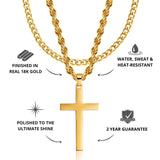 Gold Cross Pendant & Cuban Chain Set - USPs - VIRAGE London, 6501