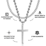 Silver Cross Pendant & Cuban Chain Set - USPs - VIRAGE London, 6601