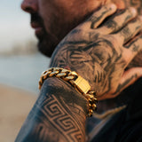 Gold Cuban Bracelet 14mm - VIRAGE London