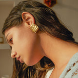 Gold Era Hammered Square Earrings - VIRAGE London