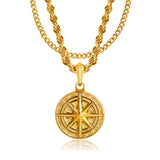 Gold Compass Pendant & Cuban Chain Set - VIRAGE London, 101