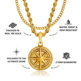 Gold Compass Pendant & Cuban Chain Set - USPs - VIRAGE London, 101