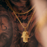Gold Hamsa Pendant & Cuban Chain Set - VIRAGE London, 5401