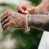 Gold Pearl x Cuban Bracelet - VIRAGE London