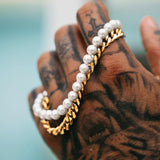 Gold Pearl x Cuban Bracelet - VIRAGE London