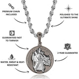 Gun Metal & Silver St Christopher Pendant - VIRAGE London