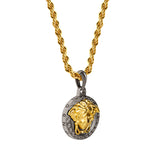Gun Metal & Gold Medusa Pendant - VIRAGE London