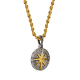 Gun Metal & Gold Compass Pendant - VIRAGE London
