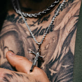 Gun Metal & Silver Crucifix Pendant & Rope Chain Set - VIRAGE London, 2033