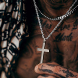 Gun Metal & Silver Cross Pendant & Cuban Chain Set - VIRAGE London, 6801