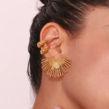 Hammered Fan Earrings Gold - VIRAGE London