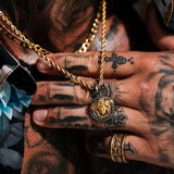 Gun Metal & Gold Medusa Pendant - VIRAGE London
