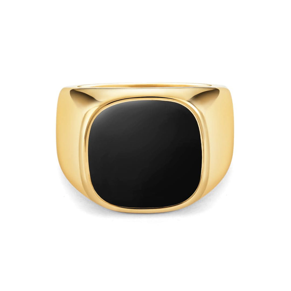 Men's Onyx Oval Signet Ring Gold | VIRAGE London