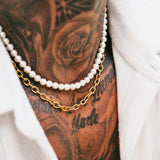 Gold Pearl x Oval Link Chain - VIRAGE London