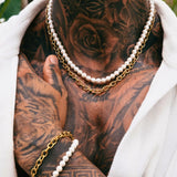 Gold Pearl x Oval Link Chain - VIRAGE London