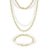 Gold Pearl x Oval Link Set - VIRAGE London