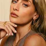 Ribbed Double Hoop Earrings Gold - VIRAGE London