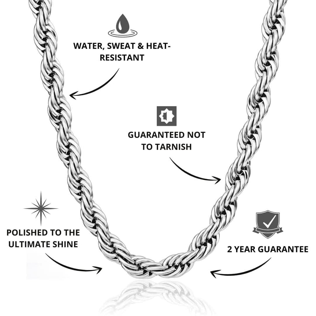 Rope Chain Silver 8mm | Men's Silver Rope Chain | VIRAGE London