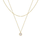 Round White Shell Layered Necklace Gold Success - VIRAGE London