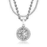 Silver Compass Pendant & Cuban Chain Set - VIRAGE London, 11