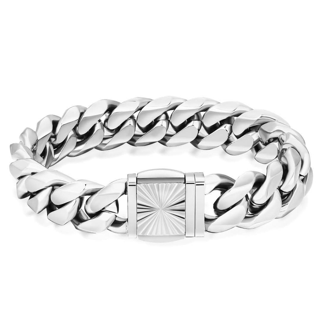 thumbnail image 2 of 14mm Sterling Silver Heavy Cuban Link Chain Bracelet For Men - 8 Or 9 Inch 2 of 3