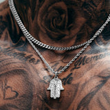 Silver Hamsa Pendant & Cuban Chain Set - VIRAGE London, 5601