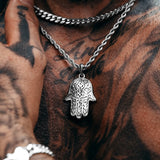 Silver Hamsa Pendant & Cuban Chain Set - VIRAGE London, 5601