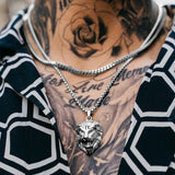 Silver Lion Pendant & Franco Chain Set - VIRAGE London, 1111