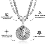 Silver Medusa Pendant & Figaro Chain Set - USPs - VIRAGE London, 1151