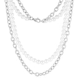 Silver Pearl x Oval Link Chain - VIRAGE London