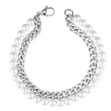 Silver Pearl x Cuban Bracelet - VIRAGE London