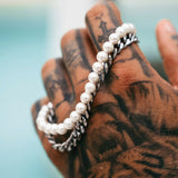 Silver Pearl x Cuban Bracelet - VIRAGE London