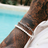 Silver Pearl x Oval Link Bracelet - VIRAGE London