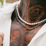 Silver Pearl x Oval Link Chain - VIRAGE London
