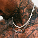 Silver Pearl x Oval Link Chain - VIRAGE London