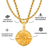 Gold St Christopher Pendant Limited Edition & Rope Chain Set - USPs - VIRAGE London, 5701