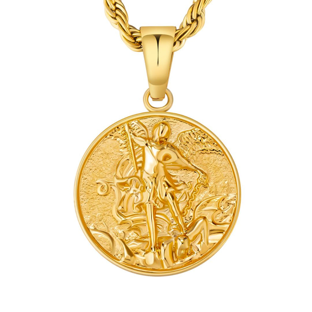 Men's Gold St Michael Pendant VIRAGE London - Main Image