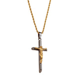Gun Metal & Gold Crucifix Pendant - VIRAGE London