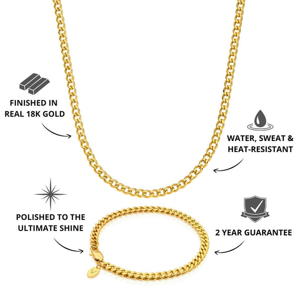 Gold Cuban Chain & Bracelet Set 5mm - USP's - VIRAGE London, 70010001010525