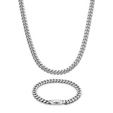 Silver Cuban Chain & Bracelet Set 8mm - VIRAGE London, 70010001020825
