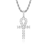 White Gold Iced Ankh Cross Pendant - VIRAGE London, 20002012030000