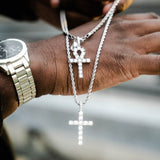 White Gold Iced Ankh Cross Pendant - VIRAGE London, 20002012030000
