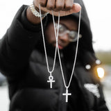 White Gold Iced Ankh Cross Pendant - VIRAGE London, 20002012030000
