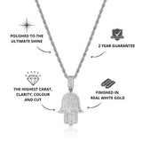 White Gold Iced Hamsa Pendant - USPs - VIRAGE London, 20033002030000
